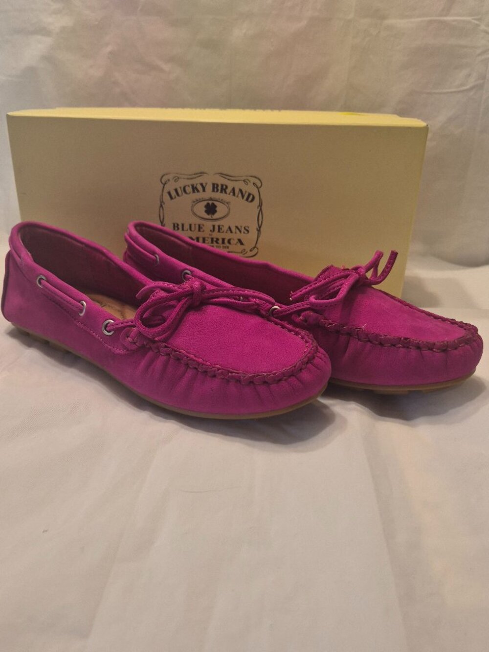 NEW Lucky Brand Pink Elko Nubuck Darice Moccasin Shoes